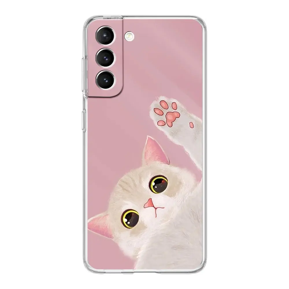 Adorable Cartoon Kitten Clear Silicone Phone Case