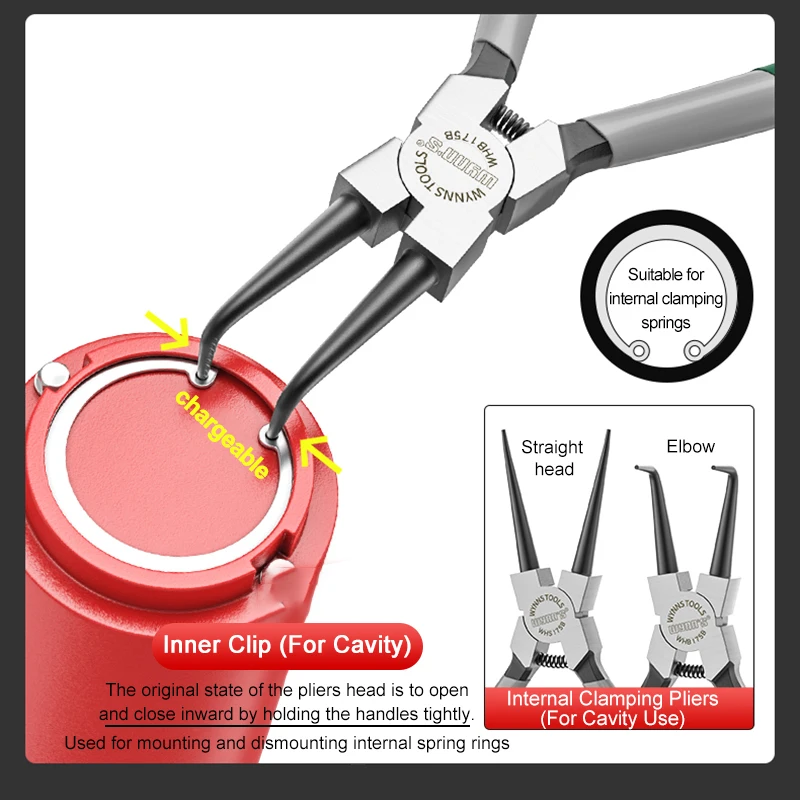 Circlip pliers WYNN'S 5/7/9/13 inch Snap ring pliers set Lock ring circlip pliers For removing installing Puller locking rings Shafts Hand tool