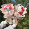 Cartoon Hellokitty Cat With Artificial Flowers Plush Doll Toy bridal bouquet Flower Bouquet Valentine Christmas Graduation Gifts 6