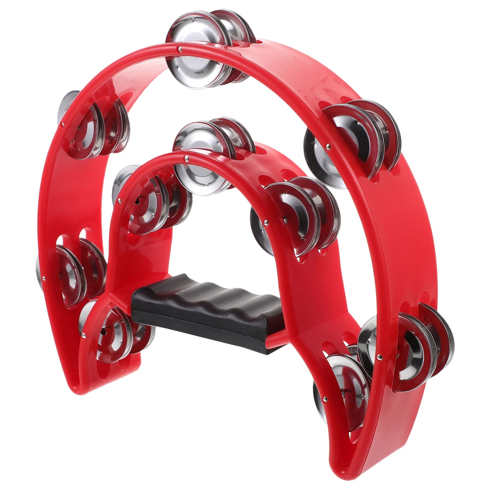 Double Row Tambourine Half Moon Metal Musical Jingles Tambourine Hand Held