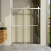 Frameless Shower Door, 50"-54" Wide, 76" high, 3/8" (10mm) Clear Tempered Glass with Towel bar, Double Sliding Door 1