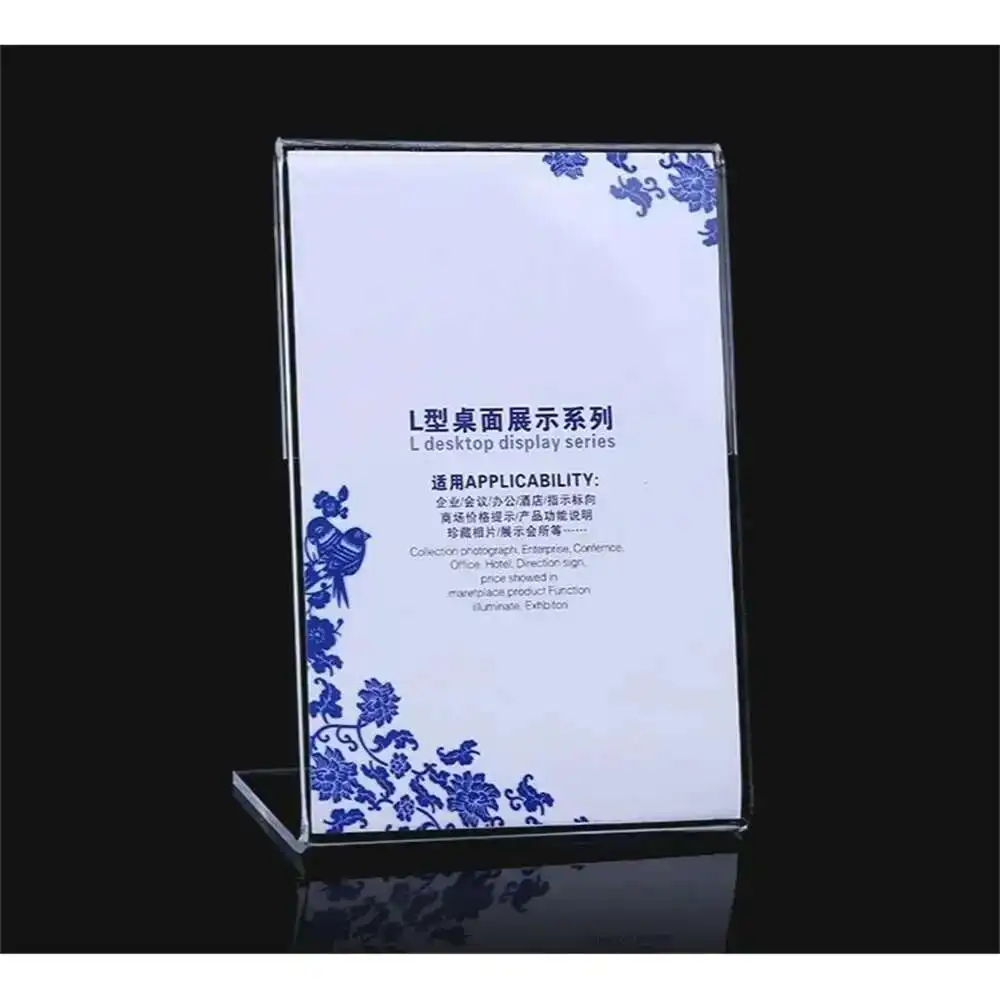 1pcs L-shape Acrylic Menu List Price Card Sign Frame Clear Poster Picture Display Holder A5 acrylic display holder