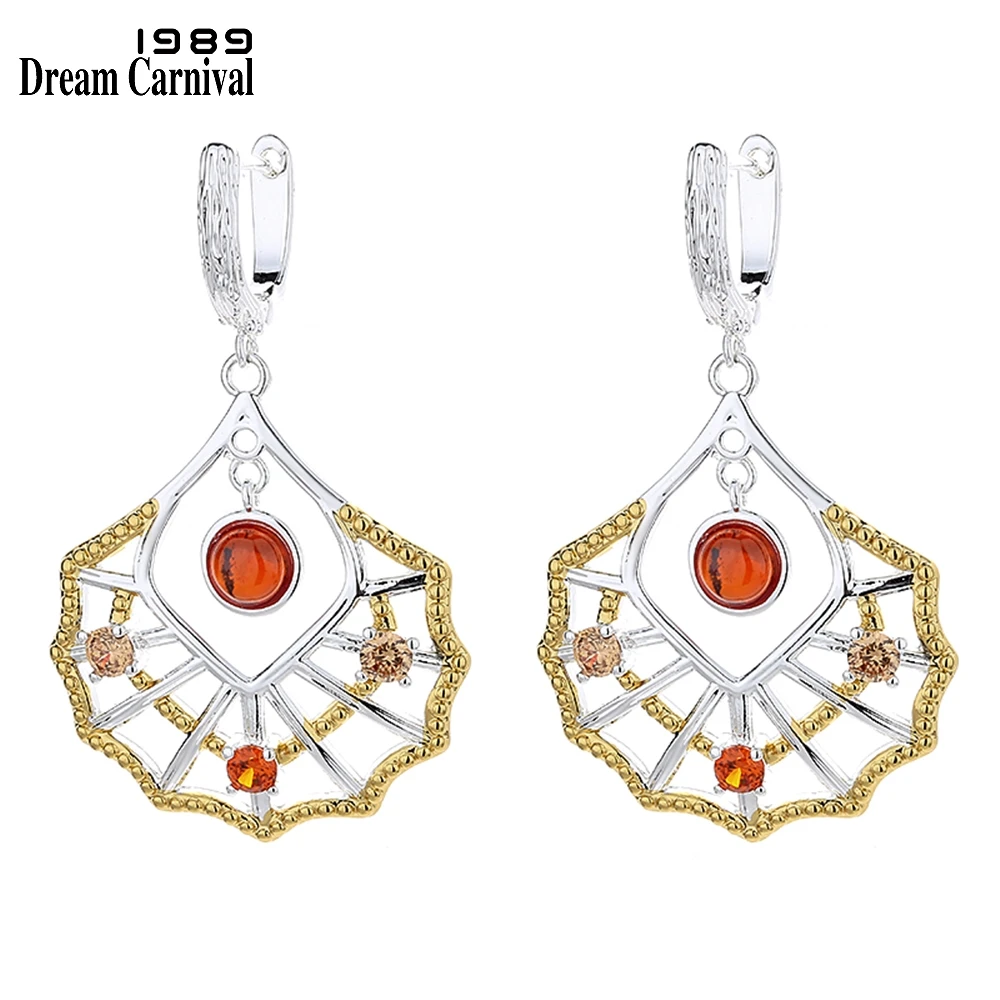 

DreamCarnival1989 New Dangle Earrings Women Pretty Gold Silver Plated Shiny Zircon Charm Jewelery Holiday Valentine Gift WE4217
