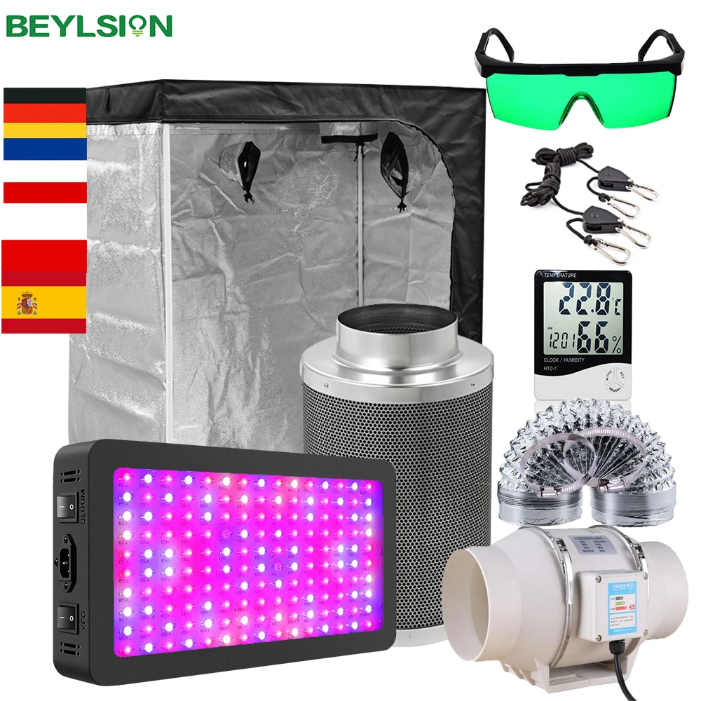 BEYLSION Growbox Grow Tent Full Kit Grow Light Lamps Set 4/5/6/8 Inch Centrifugal Fans Activated Carbon Air Filter For Plant