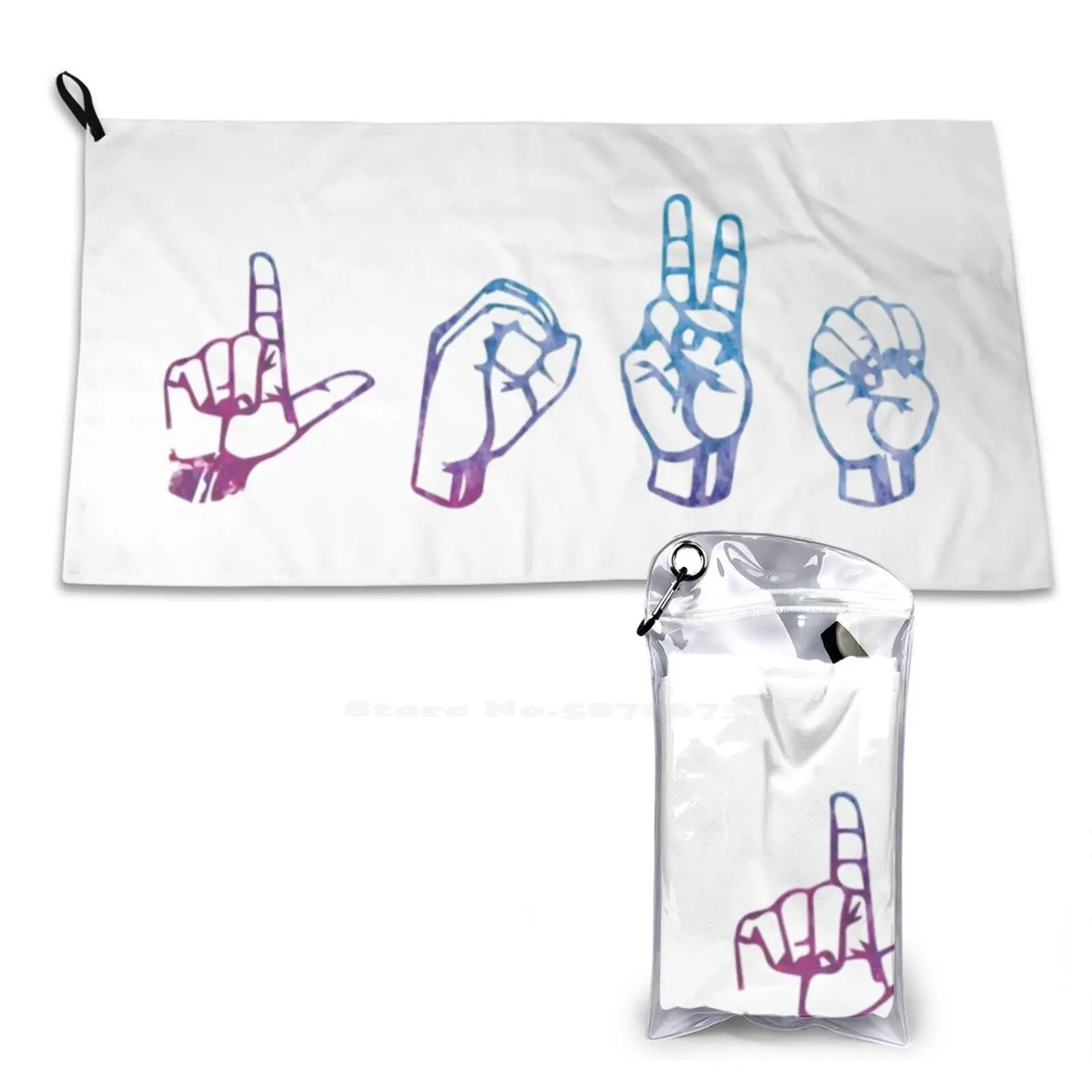 AslLoveWatercolourPurple3DPrintQuickDryTowelSportSoftTowel