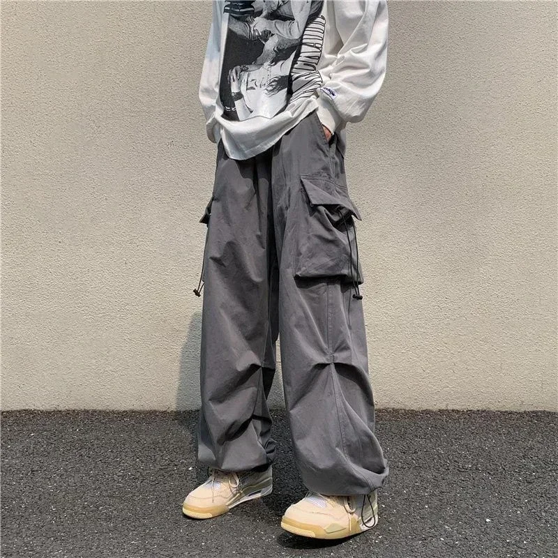 thumbnail image 1 of Pantalones Cargo para Hombre Pantalones Rectos Grises Hombre Otoño Ancho Regular Fit Talla Grande Pantalones Calle Algodón Spandex Ropa Moda, 1 of 5