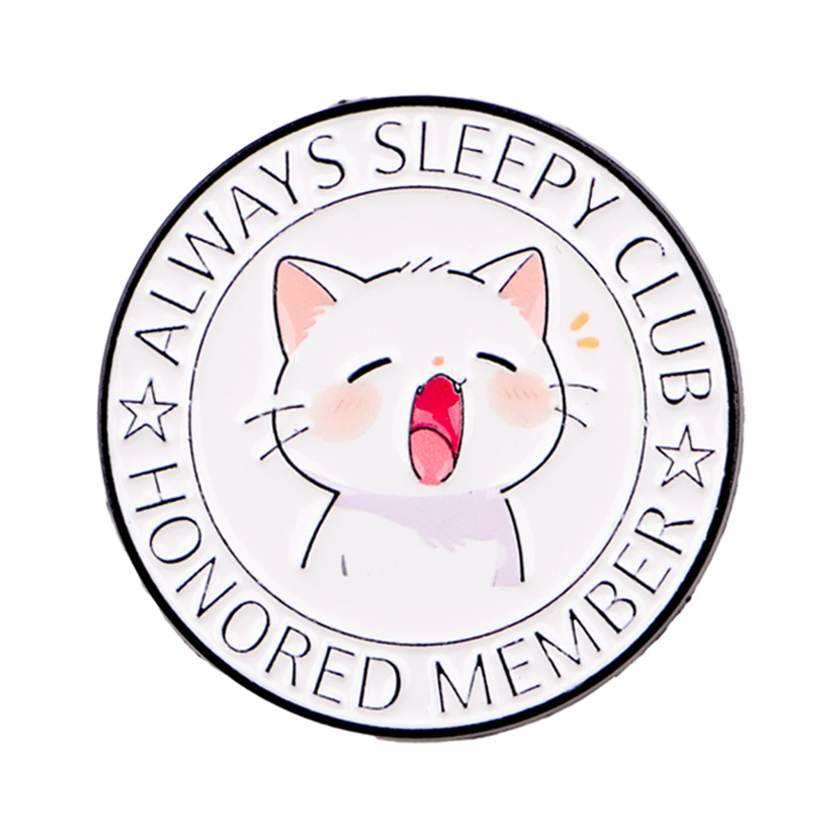 Emaille-Anstecknadel „ALWAYS SLEEPY CLUB“ – Süße Katzen-Brosche, Anstecker für Rucksack, Kleidung, Accessoires, Tier-Schmuck, Geschenke – Detail 2