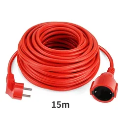 Durable Red Power Strip Extension Cord with 16A Schuko Outlets - Indoor/Outdoor Use, 4000W Capacity - EU Plug (PC001 - 15m Cord)
