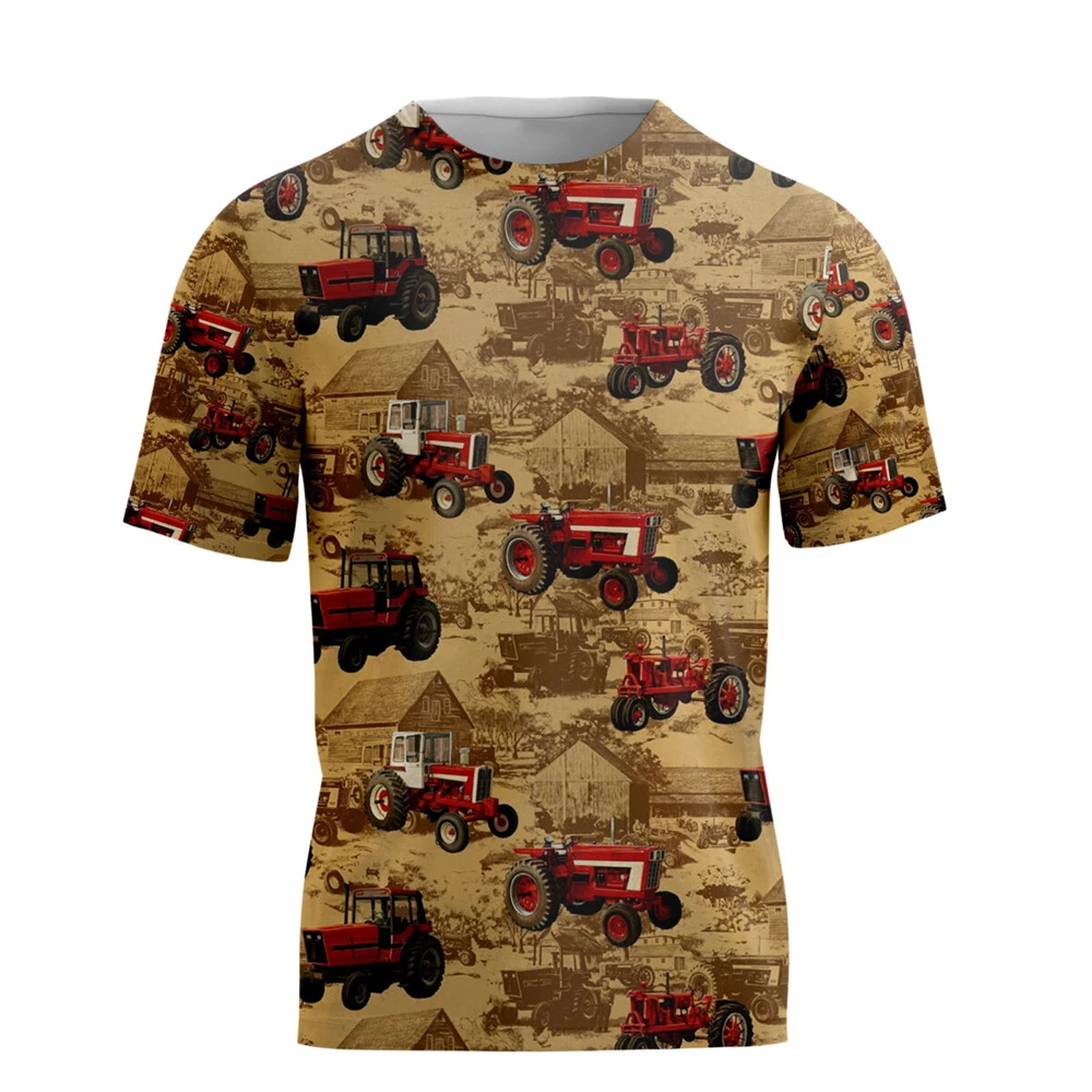 

CLOOCL Men T-Shirt Cartoon Tractor Farmer 3D Printed T Shirt Summer Women Streetwear Harajuku Short Sleeve Male Tops