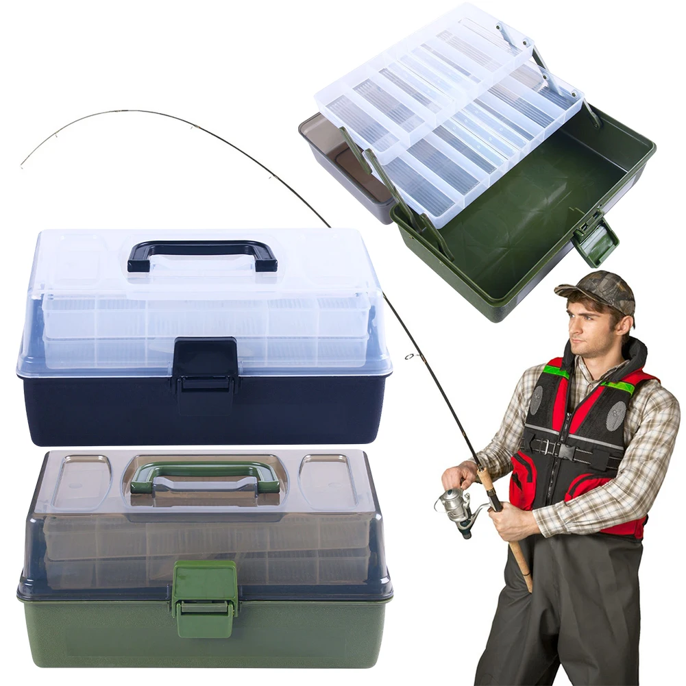 3 Layer Fishing Tackle Box Fishing Tool Storage Box Portable Plastic Storage Organizer Box Multifunctional for Outdoor Fishing