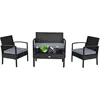 4PCS Patio Rattan Furniture Set, Outdoor Wicker Conversation Set with Tempered Glass Coffee Table, Seat Cushions 1