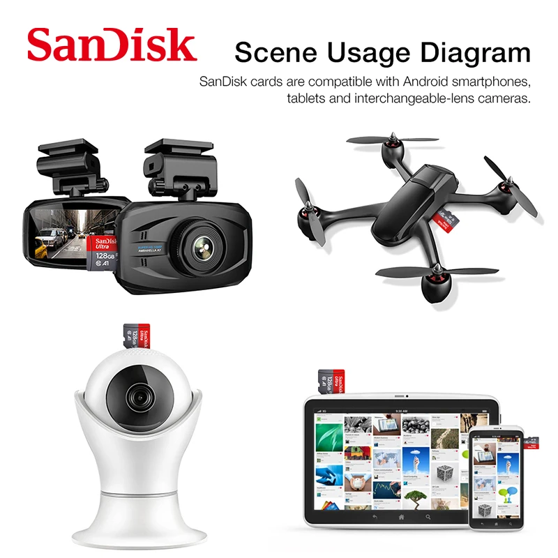 SanDisk ޸ ī,  TF/SD ī, ũ UHS-1 ÷ Ʈ ī  , 32GB, 64GB, 128GB, 256GB, 512GB, 100 M/S