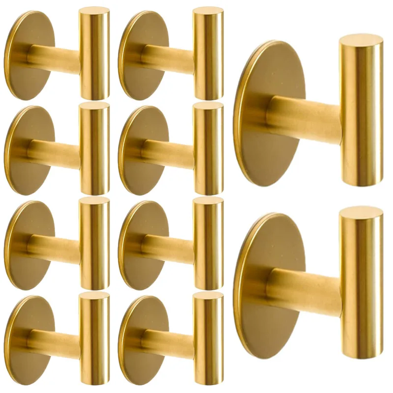 ตะขอแขวนสแตนเลสสีทองแบบติดผนัง 1~10 ชิ้น กาวเหนียวพิเศษ รับน้ำหนักได้มาก เหมาะสำหรับห้องครัว ห้องน้ำ และโรงรถ 1