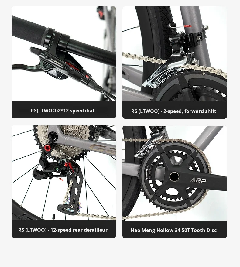 Bicicleta híbrida 700C con frenos de disco hidráulicos DEORE 12 Kit de transmisión Neumáticos máximos Bicicleta todoterreno de grava 38C