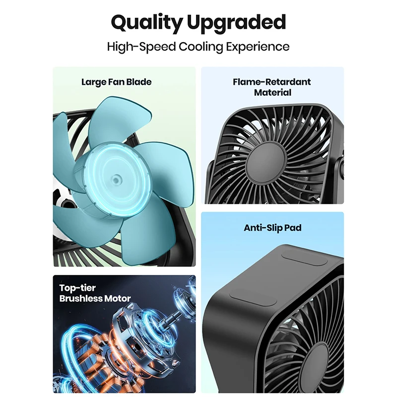 USB Small Portable Fan New 4 Inch Desk Table Quiet 3 Speed Adjustable Personal Fan 360°Adjustment Standing For Room Home Camping 2 Sf0ee7b0c7c8e421eb28555debe614344F