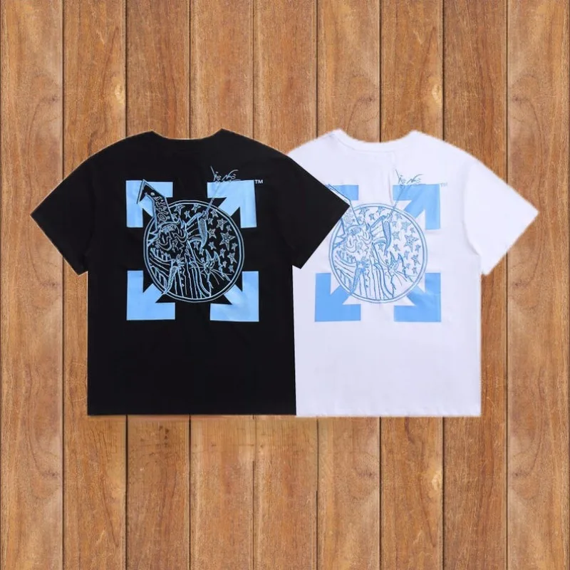 Off White T-Shirt High Street Men's T-Shirt Fashionable Cotton Round Neck Short Sleeve Top Tee Summer top women's t shirt
