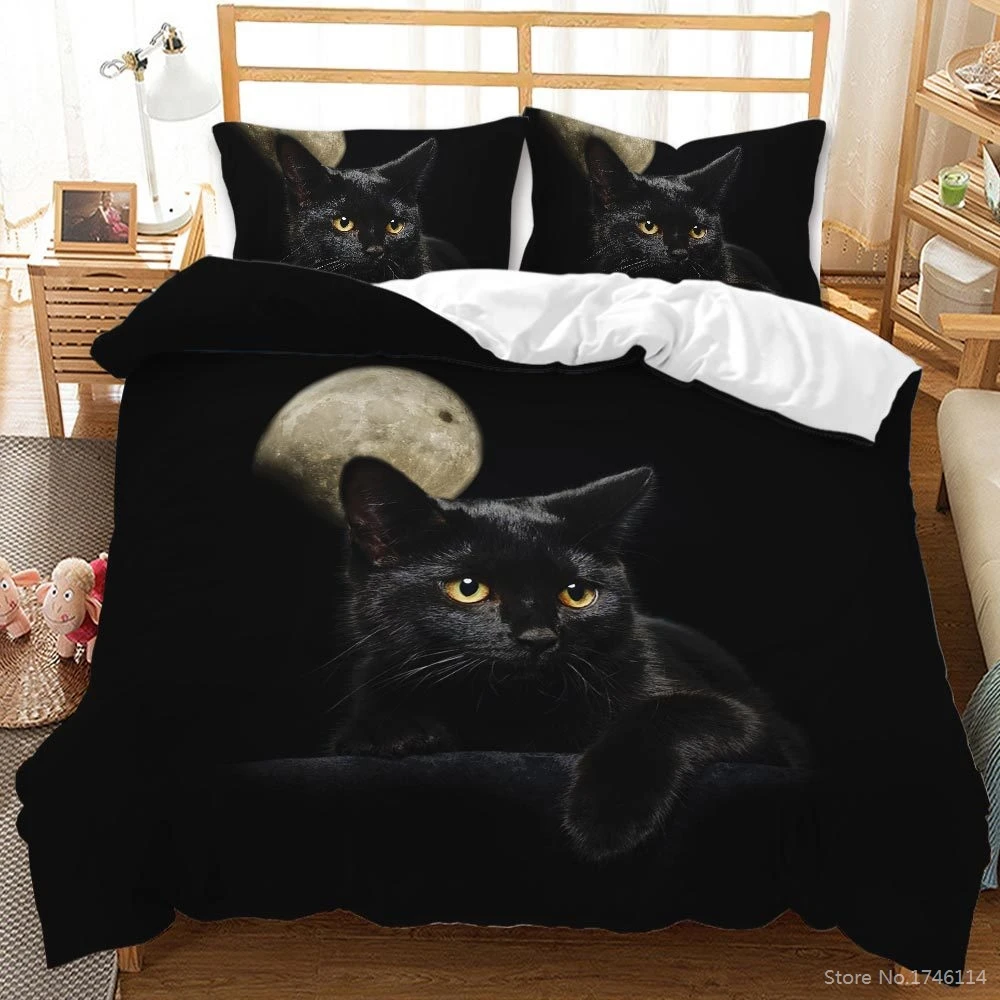 Printed Queen Bedding Set Cat Bedding Sets Duvet Covers Cat 2/3pcs