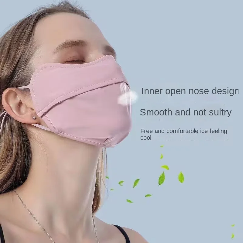 Summer Ice Silk Mask Three Dimensional Eye Protection Sunscreen Mask Anti UV Breathable Gradient Ice Silk Sunscreen face mask