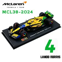 Bburago 1:43 2024 F1 Mclaren MCL38 Monaco Grand Prix Alloy Car Miniature Diecast Model #4 Lando Norris #81 Oscar Piastri Toy 1