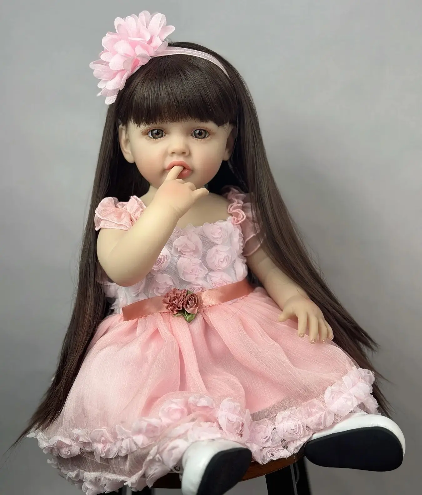 55 CM Soft Full Body Silicone Vinyl Princess Toddler Art Bebe Lifelike Reborn Baby Girl Doll Toy Birthday Gifts for Child 2