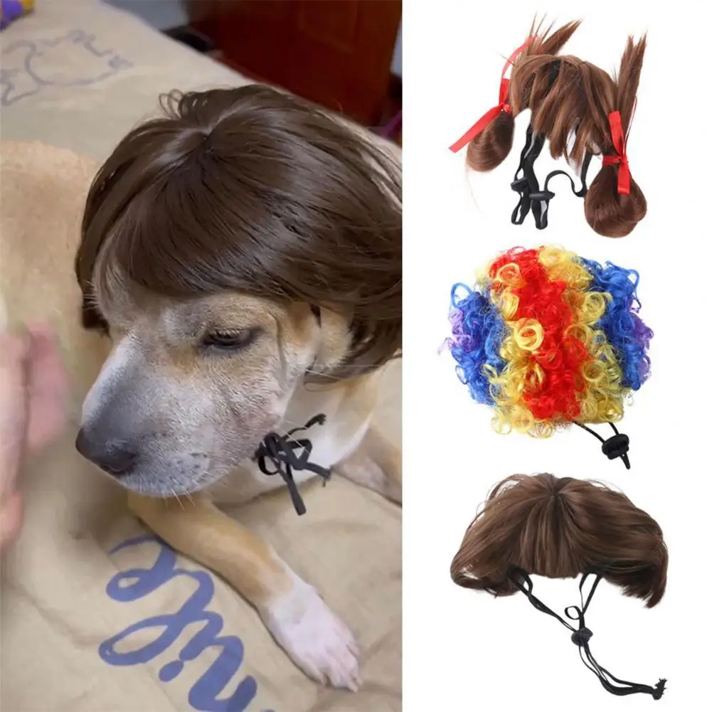 

1PC Pet Wigs Funny Hairpiece Makeover Dog Birthday Wig Breathable Festive Pet Supplies Pet Wigs Cosplay Props for Party