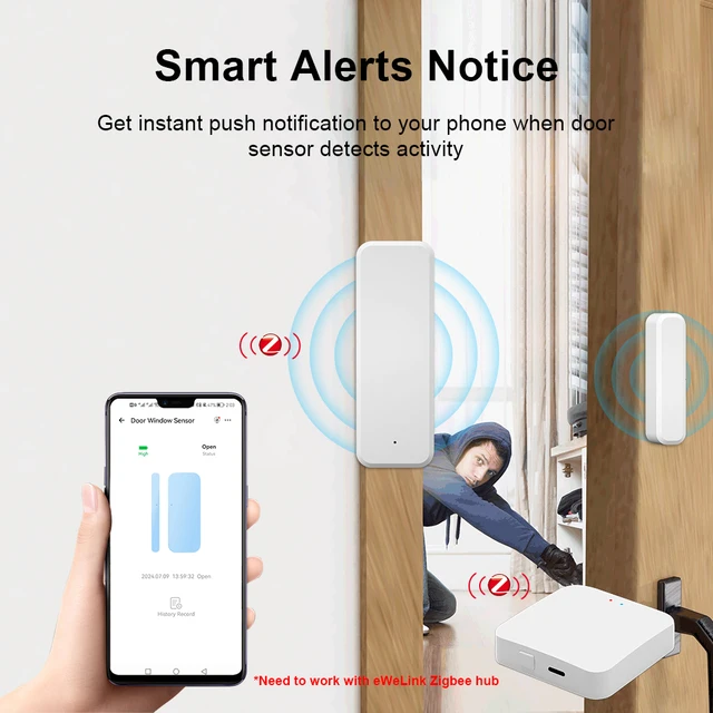 ZigBee Door Window Sensor eWeLink APP Smart Home Security Protection Door Open Closed Detector for Alexa Google Yandex Alice 5
