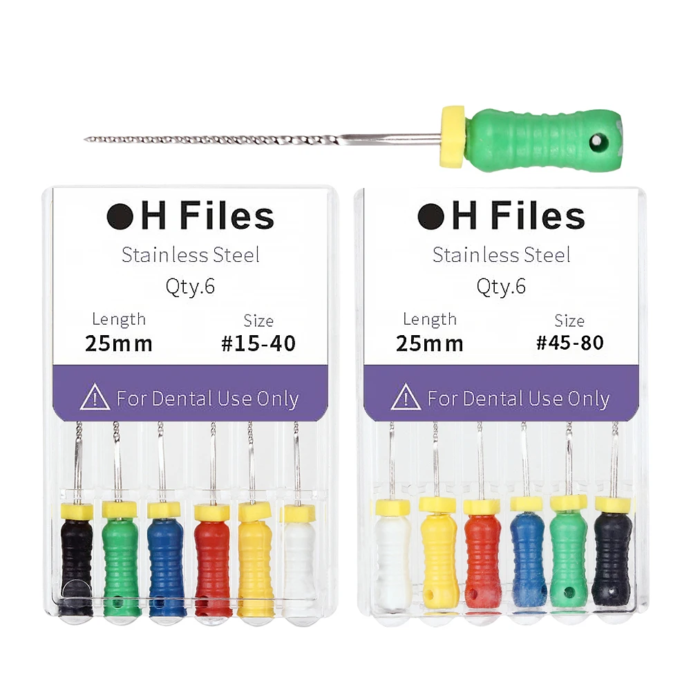 CYF047 Dental H-Files 25mm Single Size10#/15# Assorted15-40 6Pcs/Pack Dental Stainless Steel Hand Use Endodontic Root Canal File 3