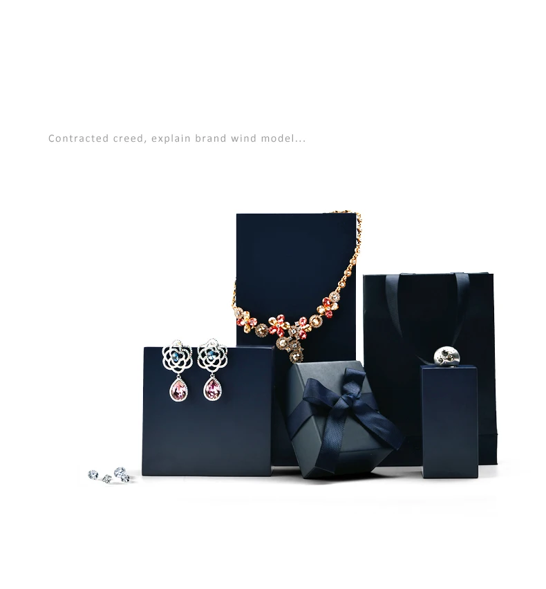 Oirlv Premium dunkelblau Massivholz Armband Display Stand Ohrring Anhänger Halter Box Schmuck Prop Display Tisch Set – Detail 3