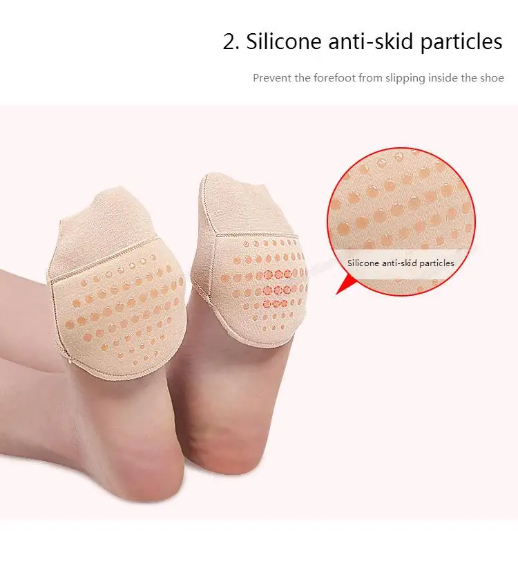 Neue Vorfußpolster Baumwoll-Einlegesohlen Komfortable Schuhpolster Schmerzlinderung Silikon Rutschfeste Schuheinlagen für Damen Fußpflegeprodukte – Detail 7