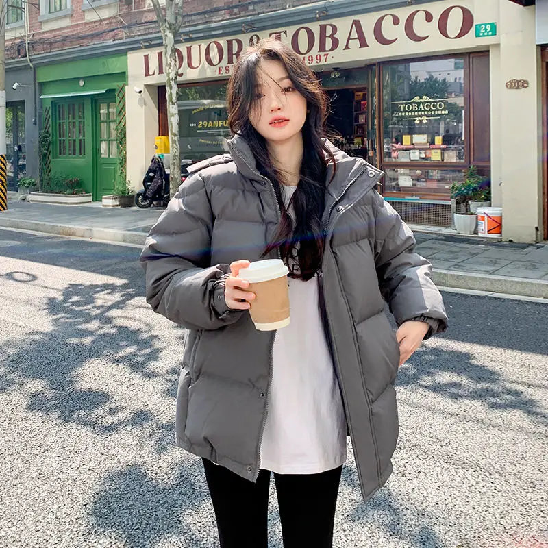 

Women White Duck Down Coat 2023 Winter New Fashion Female Oversize Jackets Stand Neck Loose Thicken Parkas Warm Outwear X75