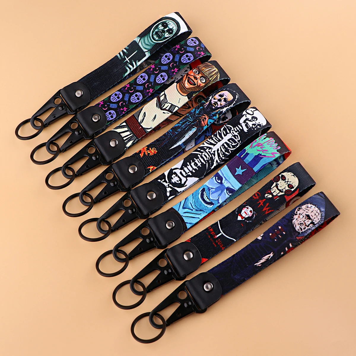 Horror Movie Short Rope Wrist Strap Lanyard for Phone Tag Keychain Key Ring Holder Halloween Accessories