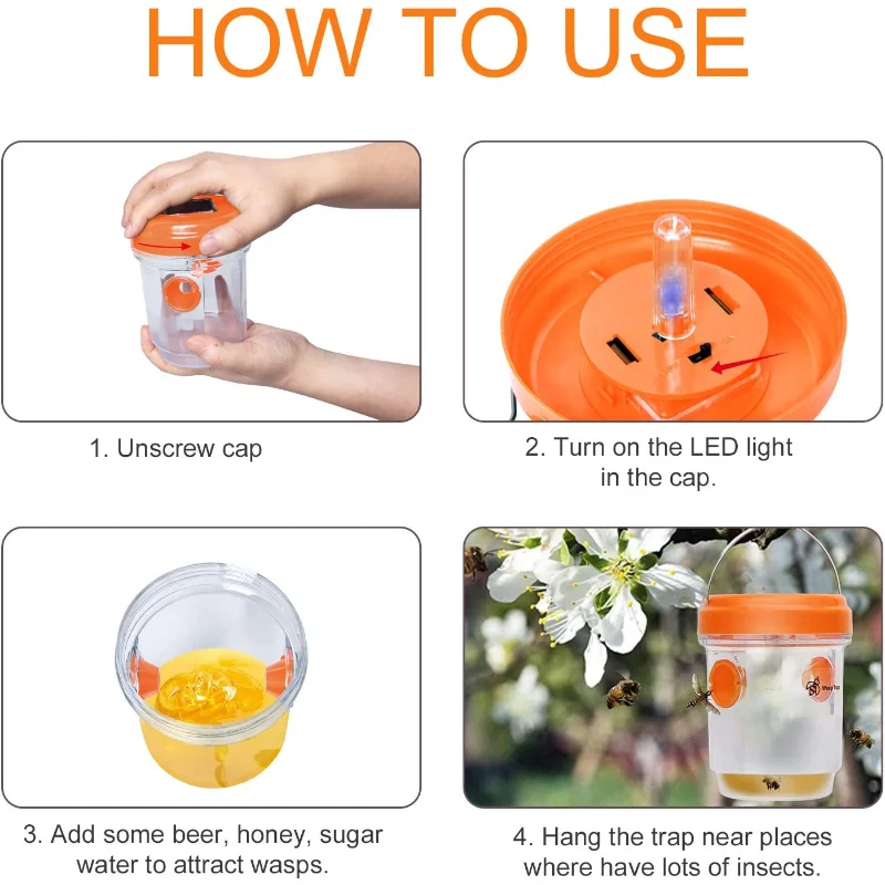 Solar-Powered UV LED Insect Trap for Wasps and Yellow Jackets