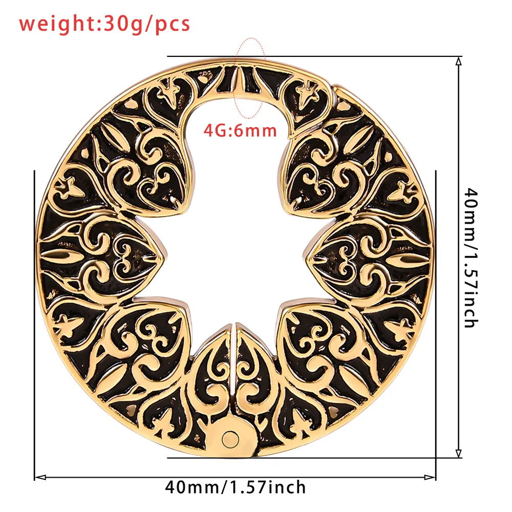 Vanku 2pcs 6mm Unique Flower Pattern Ear Hangers Weights Vintage Body Piercing Jewelry For Stretching Ear Lobe Gauges Plugs