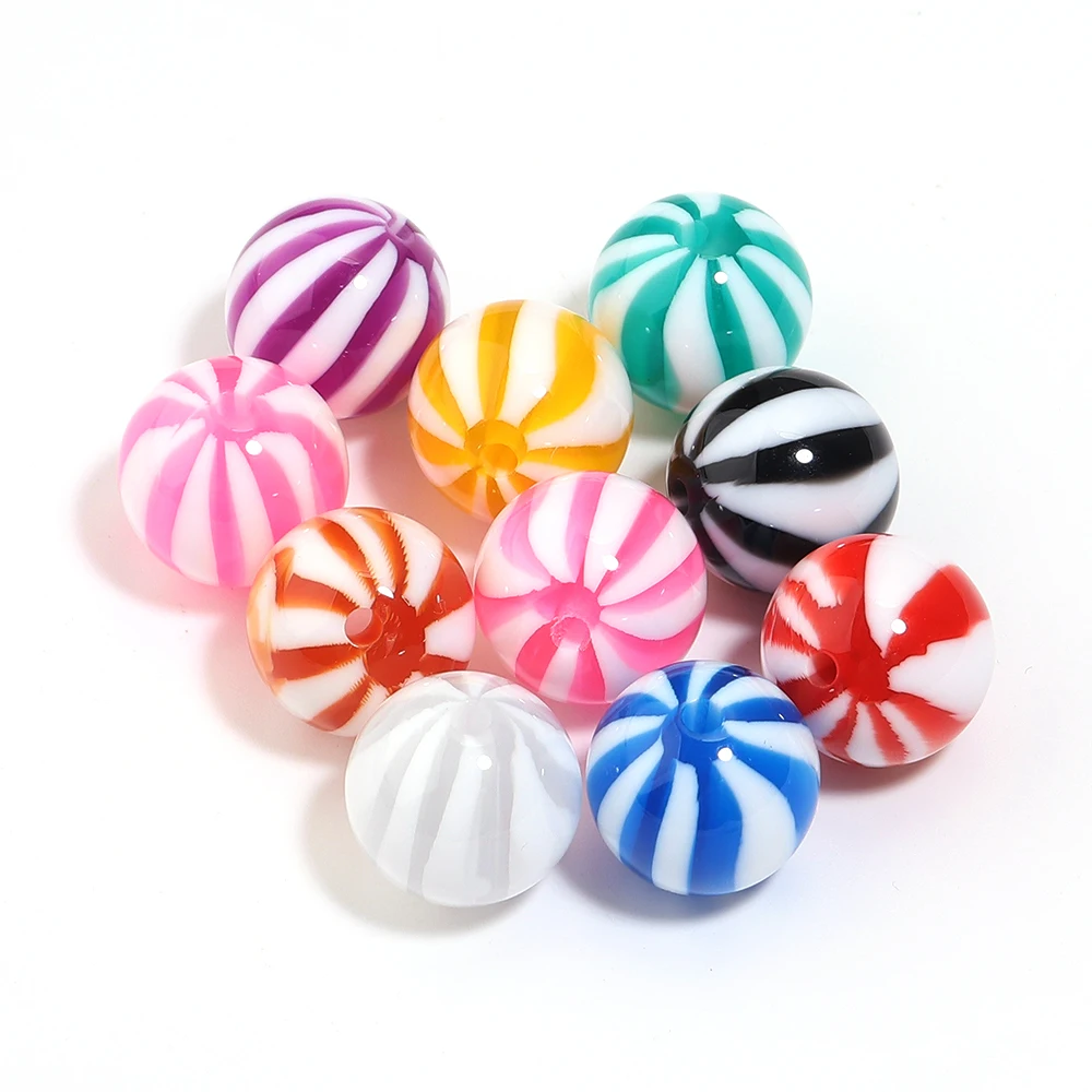 10–20 Stück gestreifte Harzperlen, Macaron, gemischte Farben, runde lose Spacer-Perlen für Schmuckherstellung, DIY-Armband, Halskette, Zubehör – Detail 8