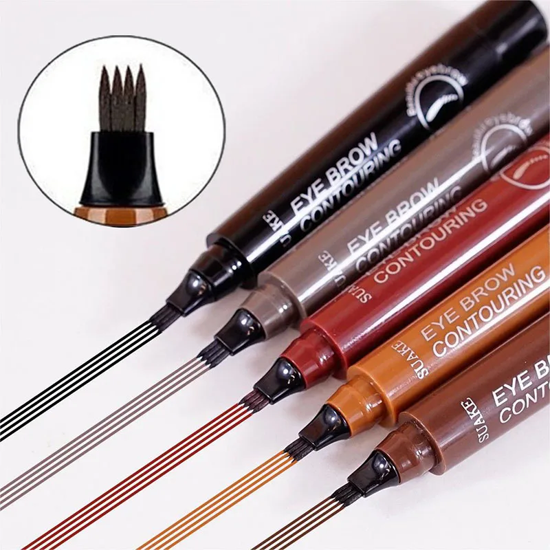 4 Splitted Head Eyebrow Pencil Long Last Smudge Proof Waterproof Sweat Proof High Pigmented Easy Applying Liquid Eyebrow Pencil 2