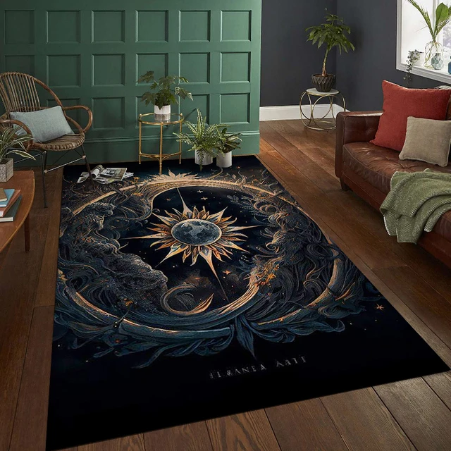 Tarot Moon Sun Carpet for Living Room Home Decoration Sofa Table Large Area Rugs Bedroom Bedside Floor Mat Witch Gothic Carpet 5