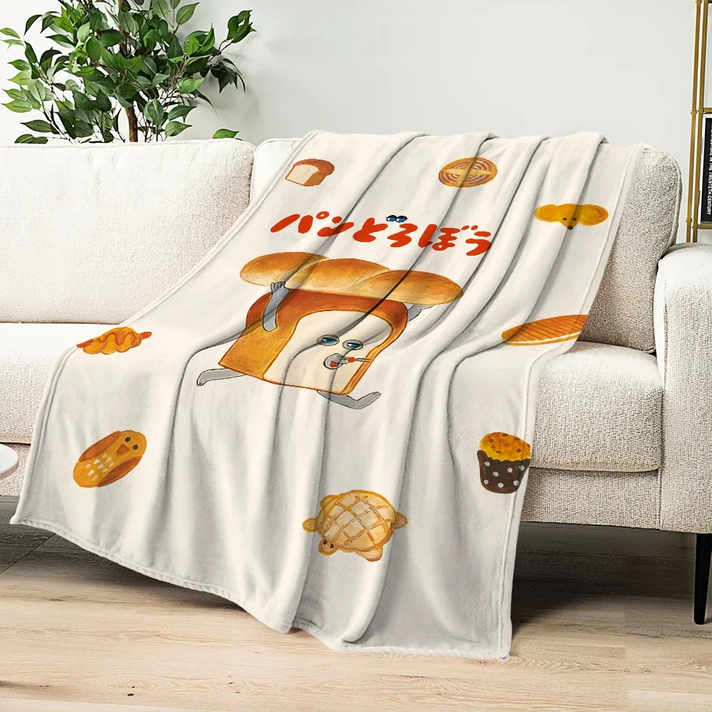Flannel warm comfort  soft Picture plush Breads Thief blanket for sofa living room office bedroom travel book gift 2