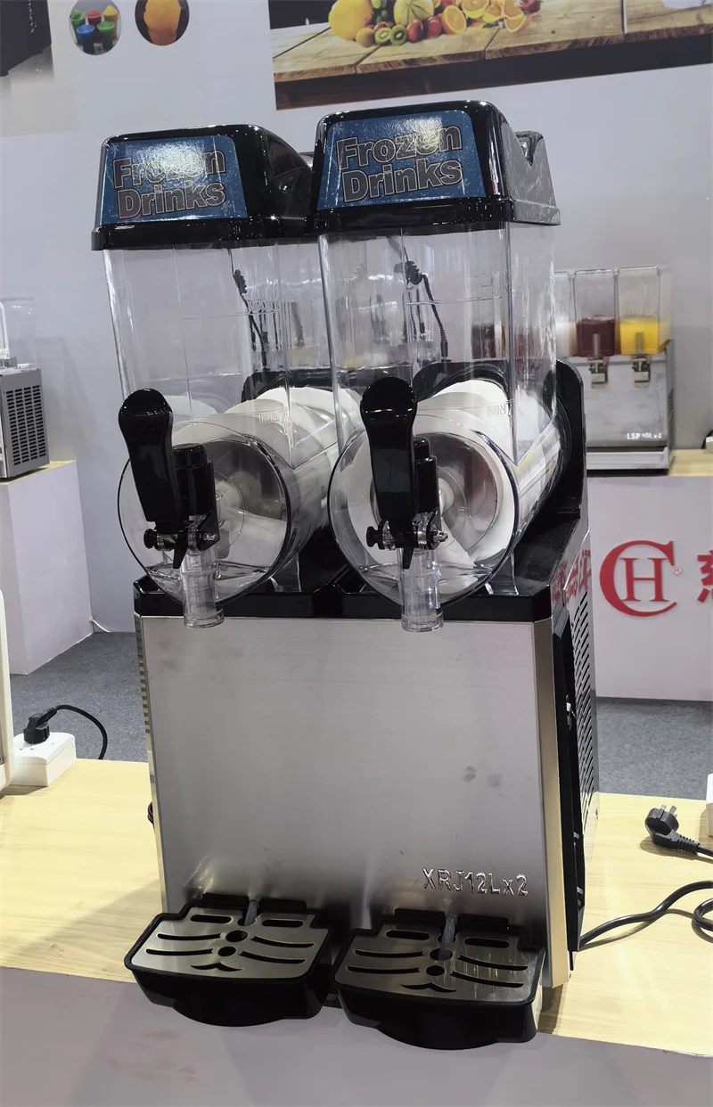 Electric 110V 220V Slush Machine Double-cylinder 2*12L Ice Slush Blender Fruit Juice Smoothie Frozen Drink Maker Commercial 3