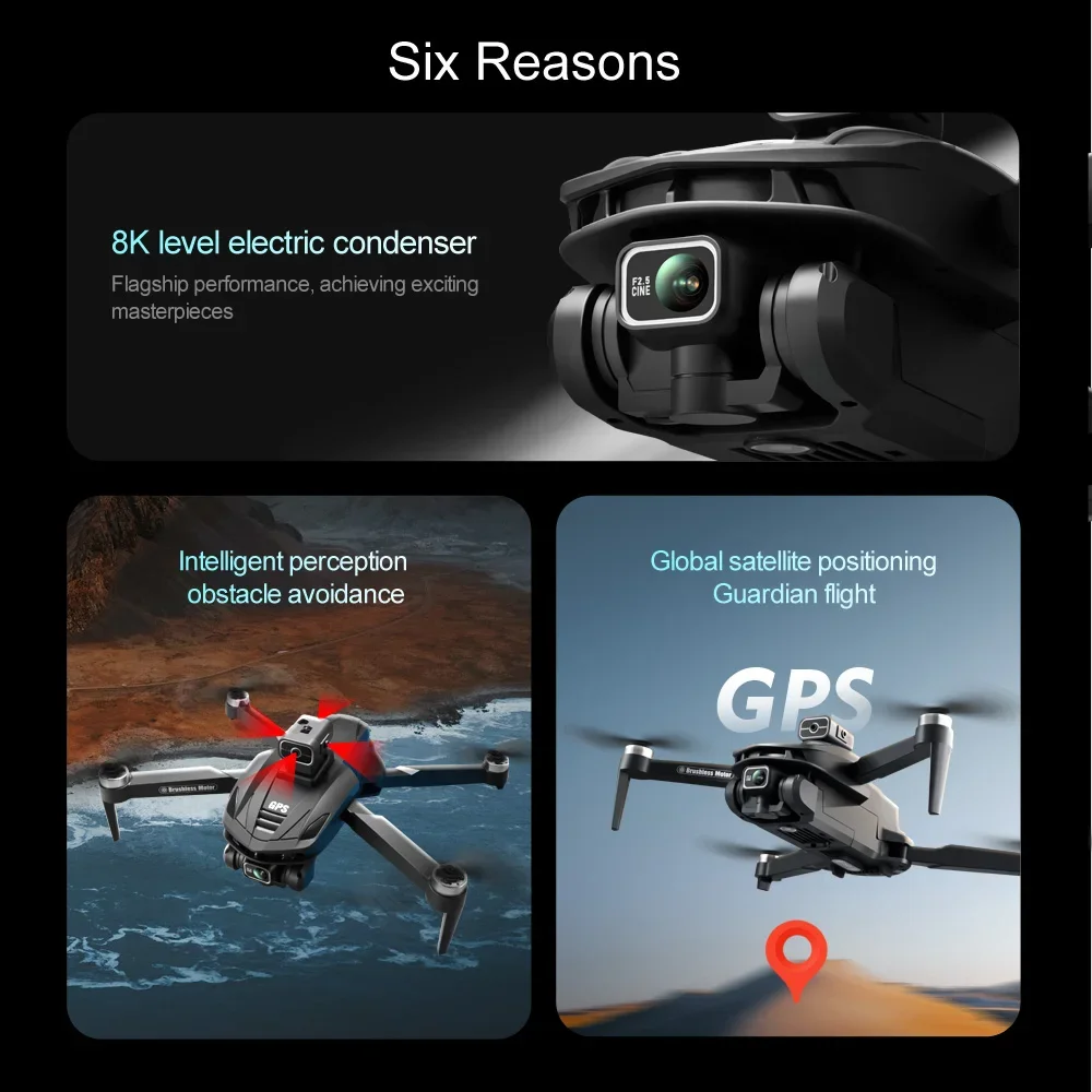 Description Picture 3 of itemV168 MAX PRO Drone GPS 8K Professional With HD Camera 5G WIFI FPV Brushless RC Quadcopter Obstacle Avoidance Automatic Return