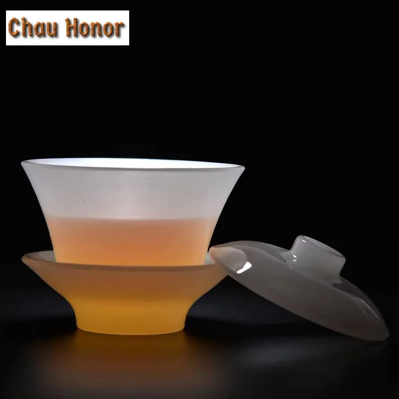 180ml Full Pure White Jade Porcelain Gaiwan Handmade Tea Tureen Household Tea Brewing Cover Bowl for Tea Supplies Collection