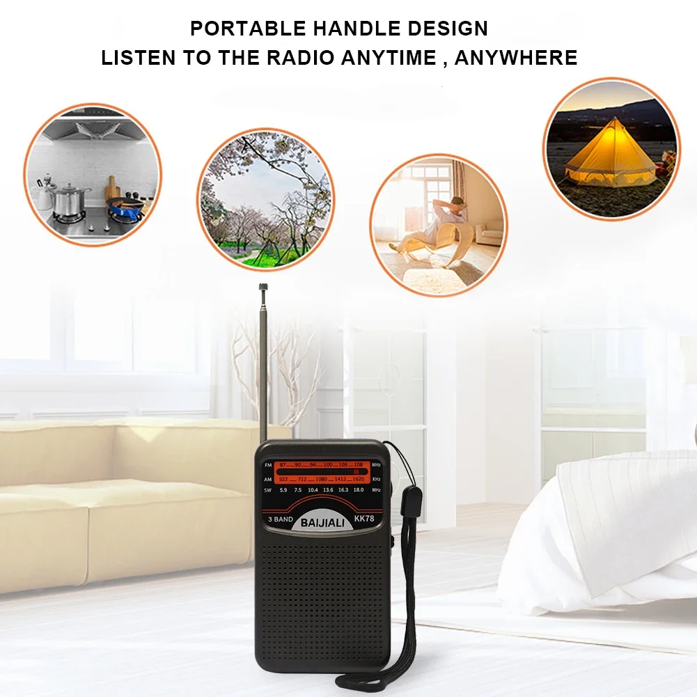 Portable Radio FM AM SW Pocket Pointer Radio Receiver LCD Display Radio on Batteries Walkman for Indoor Outdoor Emergency Use