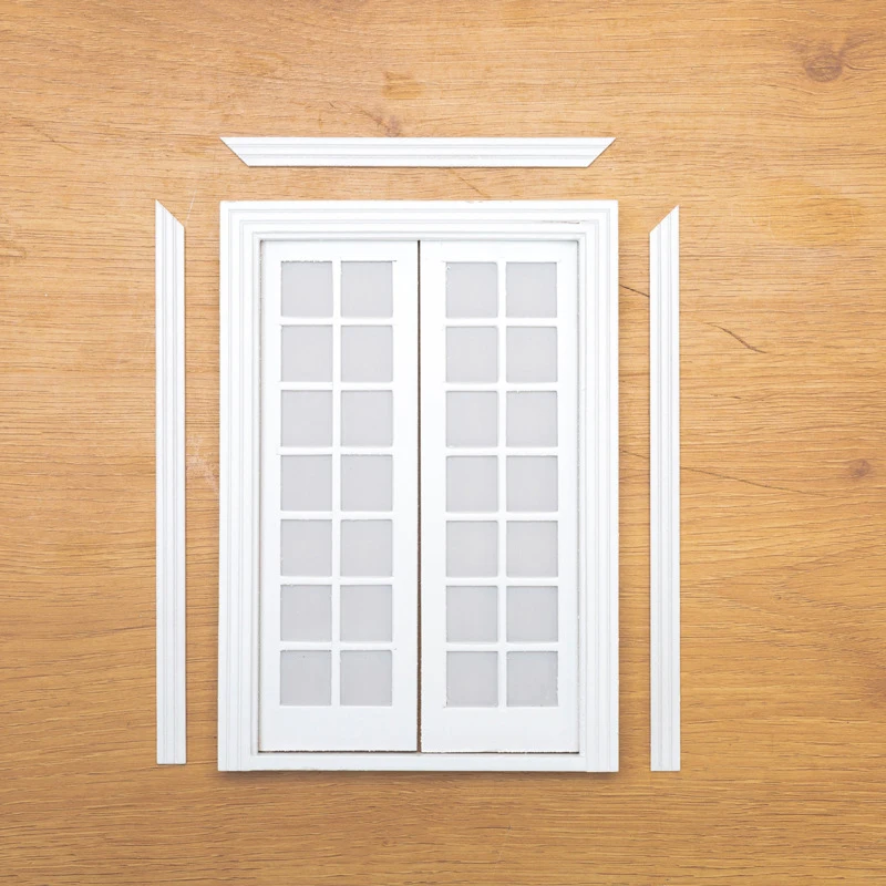 1:12 Dollhouse Wooden Window Door Frame Miniature Doll House Furniture Toys Dollhouse Miniature Window Panel Play House 5