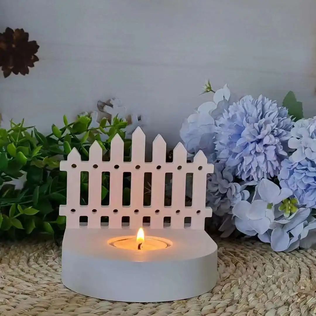 DIY Fence Candle Holder Silicone Mold Concrete Cement Candle Holder Mould Resin Plaster Candle Stand Craft Molds Home Decor
