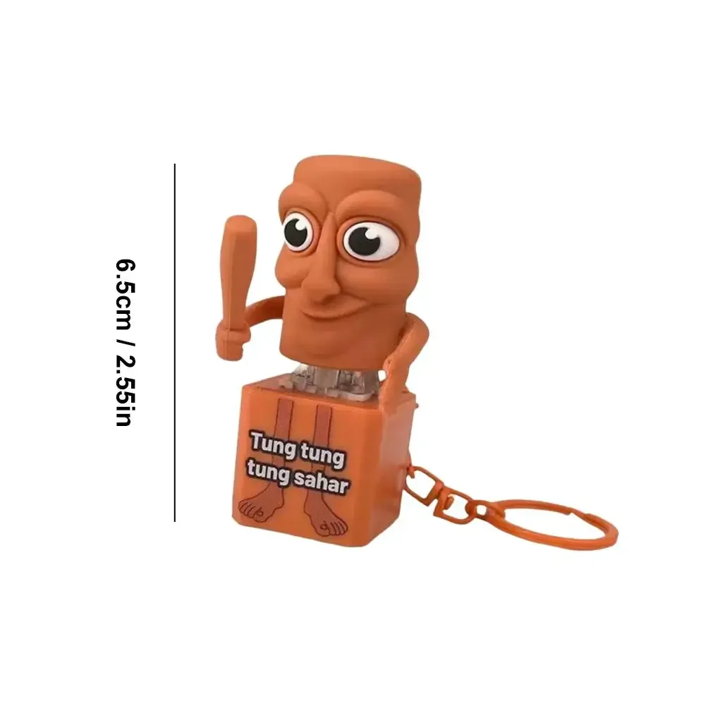 Tung Tung Sahur 버튼이있는 키 체인 장난감 소리 만들기 펜던트 스틱 감압 버튼 사운드 크리 에이 티브 트릭 장난감 키 체인 선물