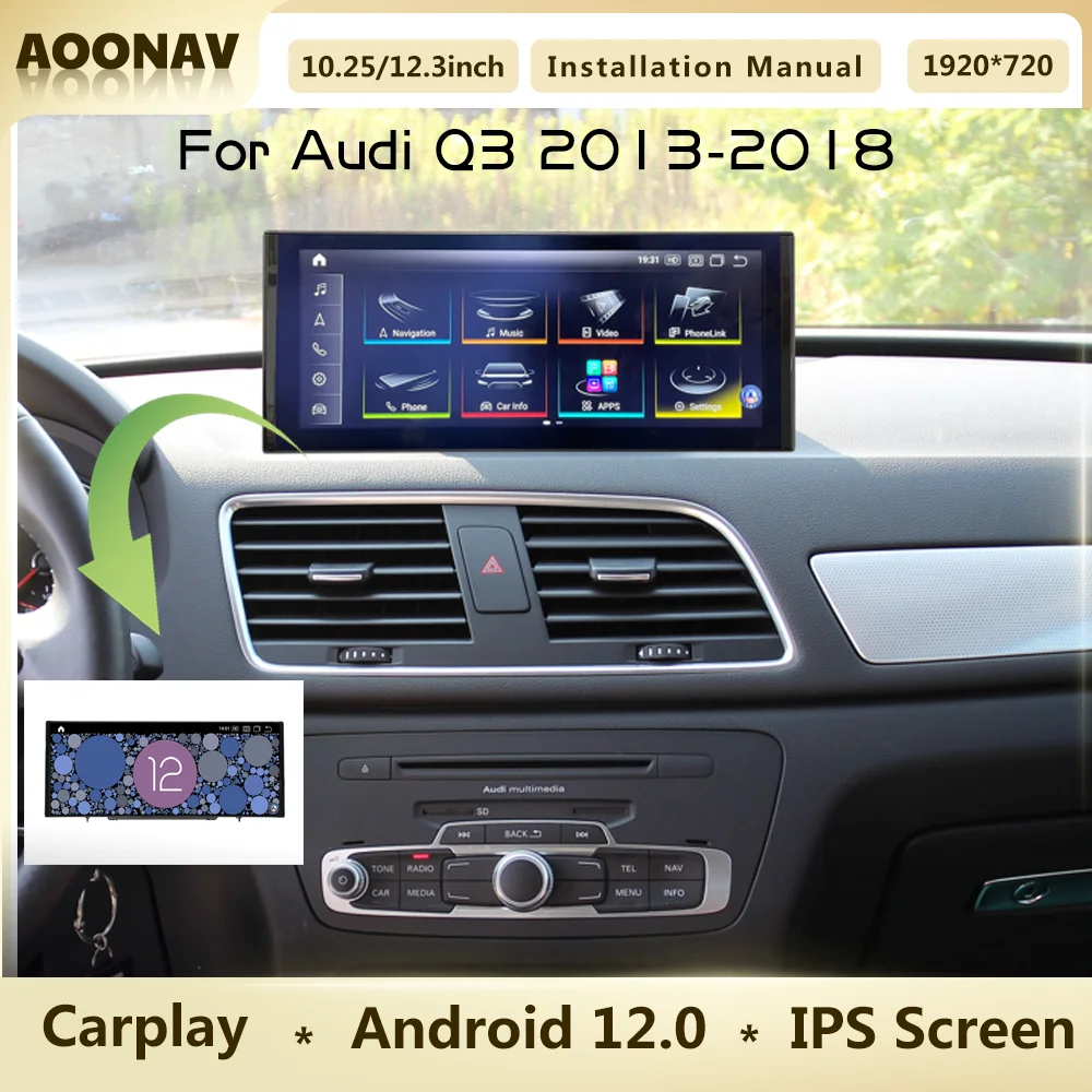 

8+256GB Snapdragon 662 Android 12 Car radio For Audi Q3 2013 2014-2018 GPS Navigation Wireless Carplay 4G Multimedia Player