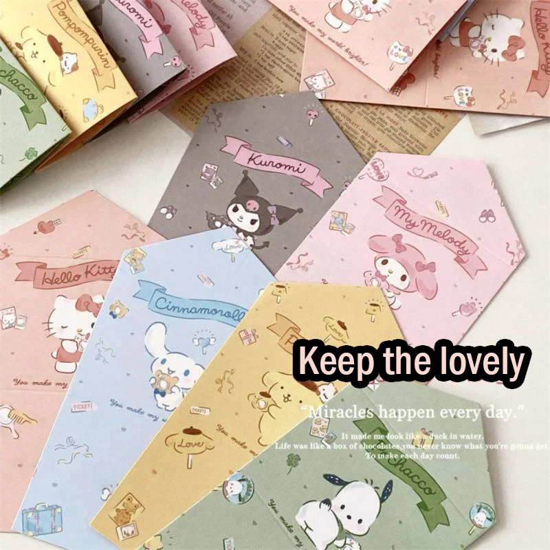 

Kawaii Sanrio Series 3-Fold Greeting Cards Kuromi Mymelody Hellokitty Cute Send Friends Send Girlfriends Gifts Birthday Cards