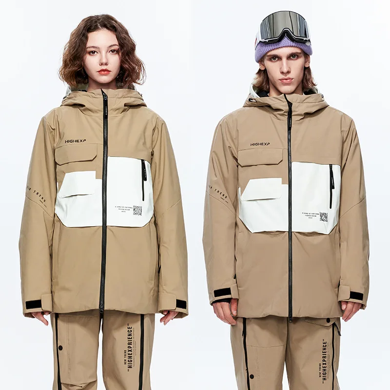 HIGH EXPERIENCE Adult Winter Hoodie Jacket Ski jacket Outdoor Skiing Wear Snowboard Wear Snow Clothes Waterproof Windproof