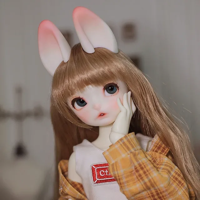 New GOKI DOLL 1/6 points cute rabbit bjd send rabbit ears two-dimensional resin joint movable doll gift with clothes and shoes 3