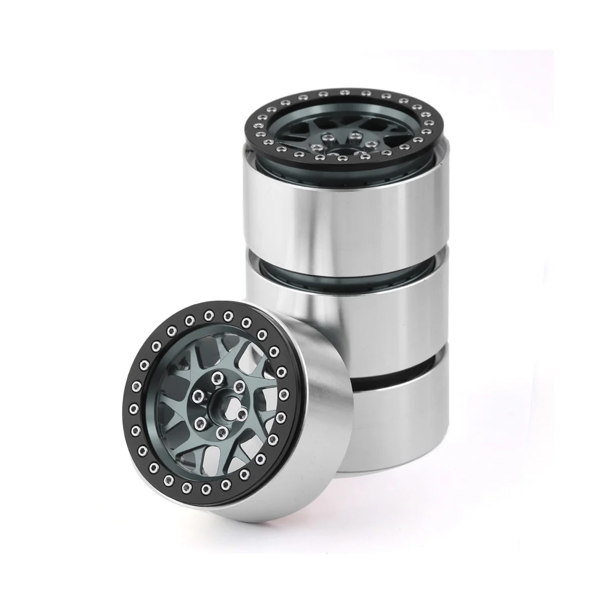 

2.2 Metal Beadlock Wheel Rim Wheel Hub for 1/10 RC Crawler Car Axial SCX10 Wraith Capra RR10 RBX10 TRX4,Titanium