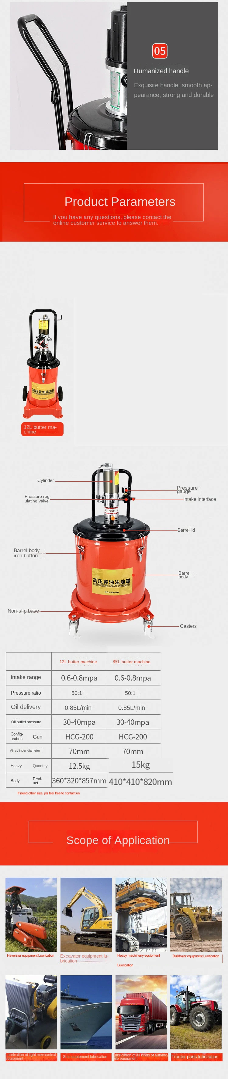 35L Pneumatic Grease Machine 360° Universal Automatic Oiler For Construction Veh